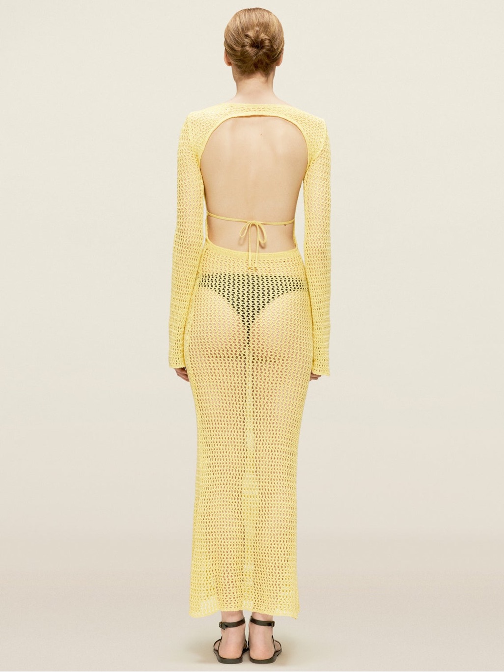 Attire The Studio Linen Beach Dress In Baby Yellow — image 3 of 6